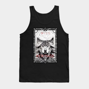 Wolf Animal Wild Nature Illustration Line Epic Illustration Line Art Tank Top